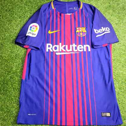 Messi Barcelona Aeroswift 2017 2018 Home PLAYER ISSUE Soccer Jersey Shirt L SKU# 847190-457