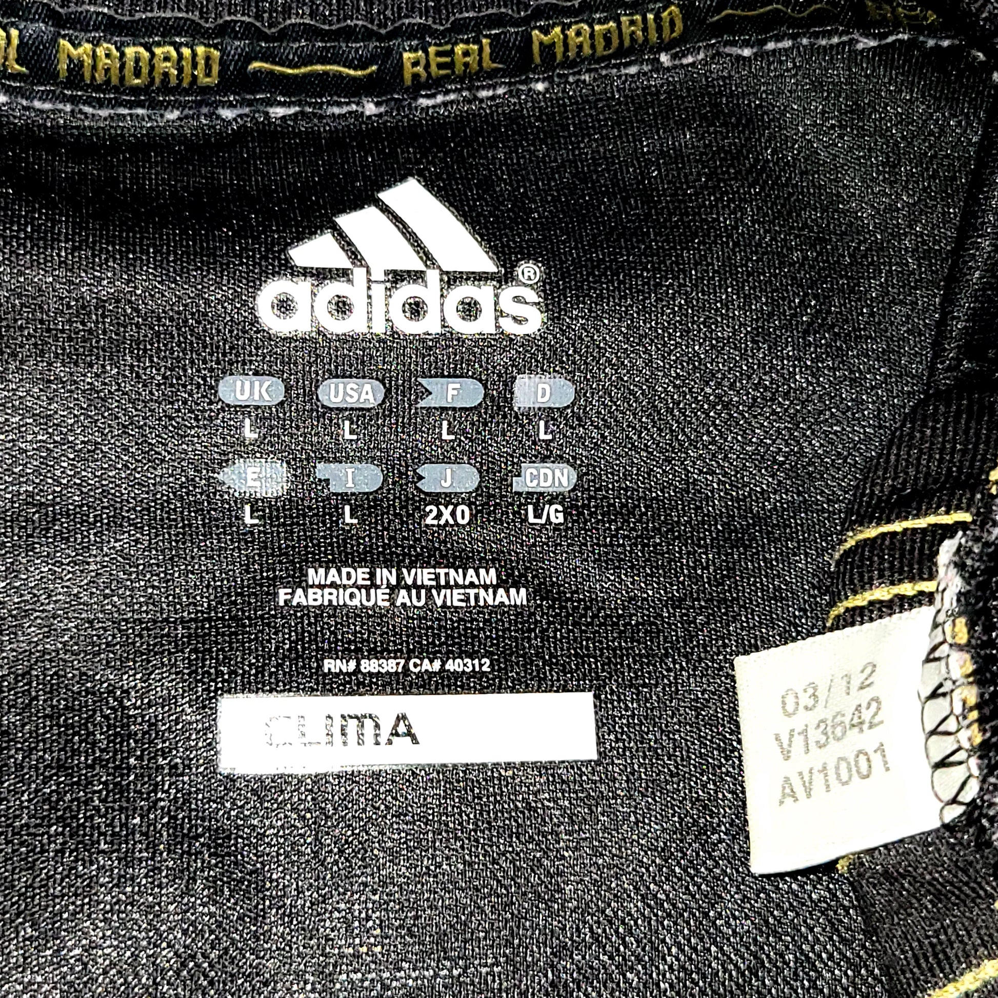Cristiano Ronaldo Real Madrid 2011 2012 Away Soccer Jersey Shirt L SKU# V13642 - ForeverSoccerJerseys