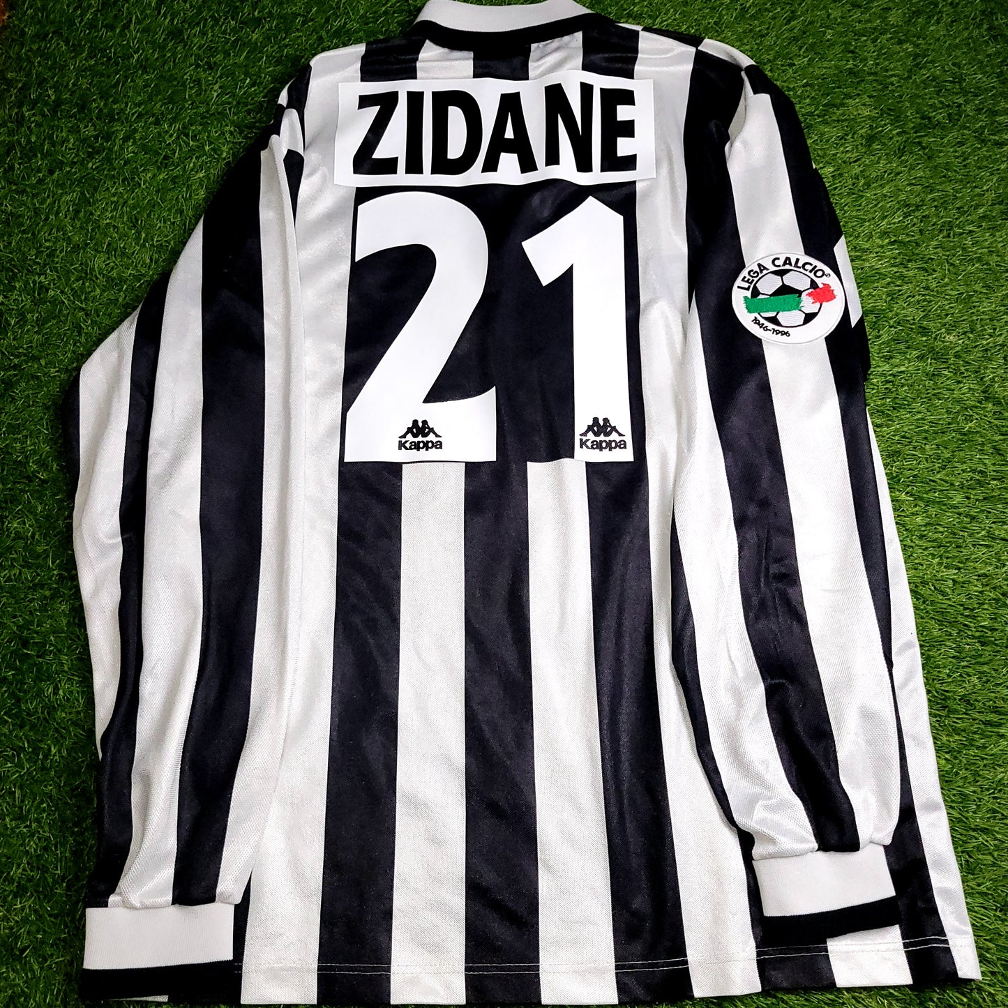 Zidane Juventus Kappa 1996 1997 Long Sleeve DEBUT Home Soccer Jersey Shirt XL