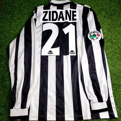 Zidane Juventus Kappa 1996 1997 Long Sleeve DEBUT Home Soccer Jersey Shirt XL