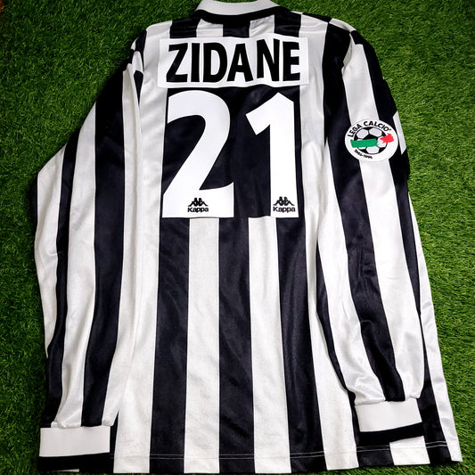 Zidane Juventus Kappa 1996 1997 Long Sleeve DEBUT Home Soccer Jersey Shirt XL