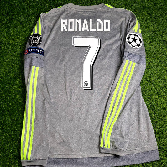 Cristiano Ronaldo Real Madrid 2015 2016 Away Long Sleeve Soccer Jersey Shirt M SKU# S12686