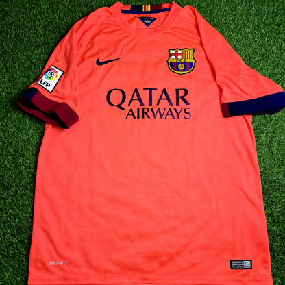 Neymar Barcelona 2014 2015 TREBLE SEASON Away Soccer Jersey Shirt L SKU# 610595-672