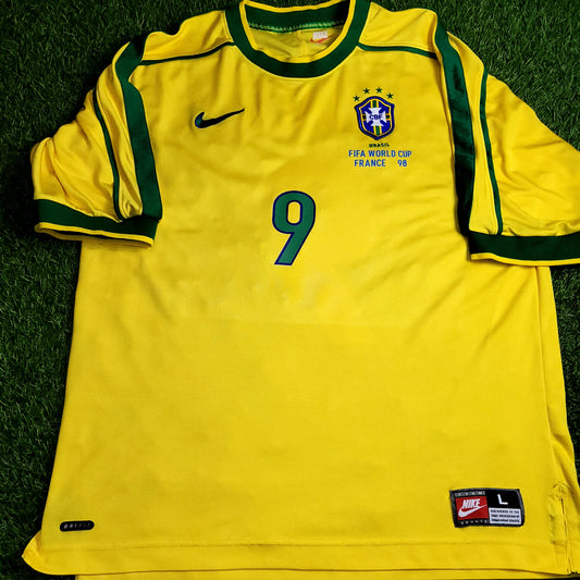 Ronaldo Brazil 1998 WORLD CUP Nike Home Soccer Jersey Shirt L