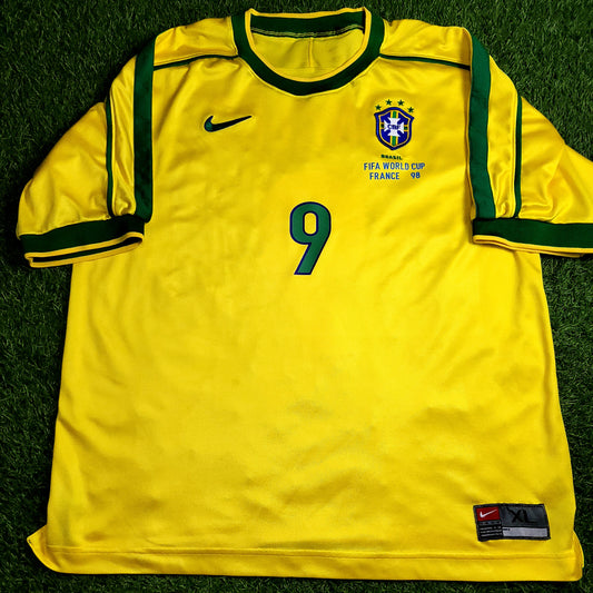 Ronaldo Brazil 1998 WORLD CUP Nike Home Soccer Jersey Shirt XL