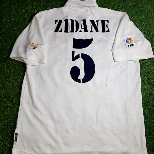 Zidane Real Madrid DEBUT CENTENARY SEASON 2001 2002 Home Soccer Jersey Shirt L SKU# 156653 ASR001