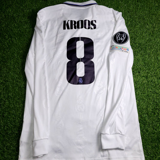 Kroos Real Madrid 2022 2023 UEFA Long Sleeve Soccer Jersey Shirt M SKU# HA2666