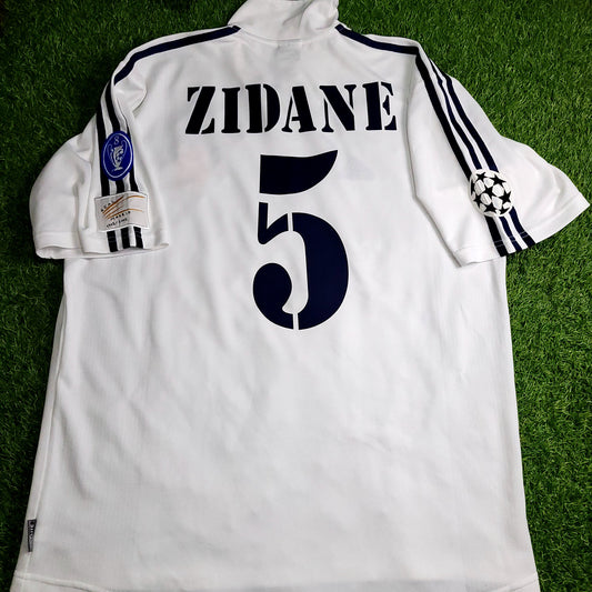 Zidane Real Madrid Centenary 2001 2002 UEFA Soccer Jersey Shirt L SKU# 134748 ASR001