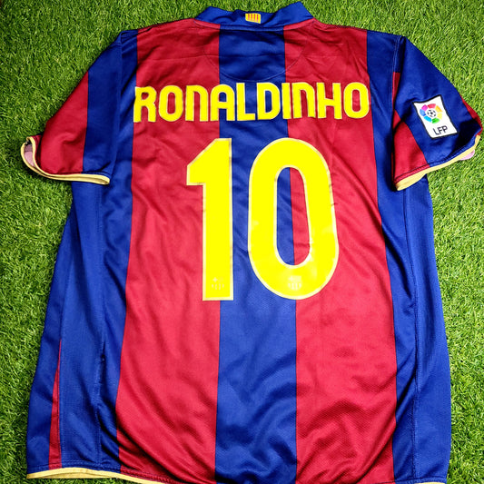 Ronaldinho Barcelona Anniversary 2007 2008 Soccer Jersey Shirt L SKU# 237741-655