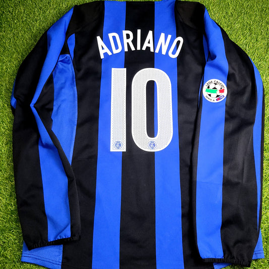 Adriano Inter Milan 2004 2005 Long Sleeve Soccer Jersey Shirt XL