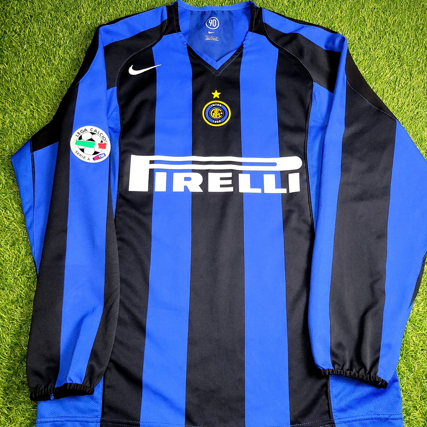 Adriano Inter Milan 2004 2005 Long Sleeve Soccer Jersey Shirt M