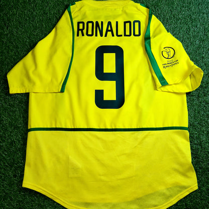 Ronaldo Brazil 2002 WORLD CUP Soccer Home Jersey Shirt L SKU# 182265