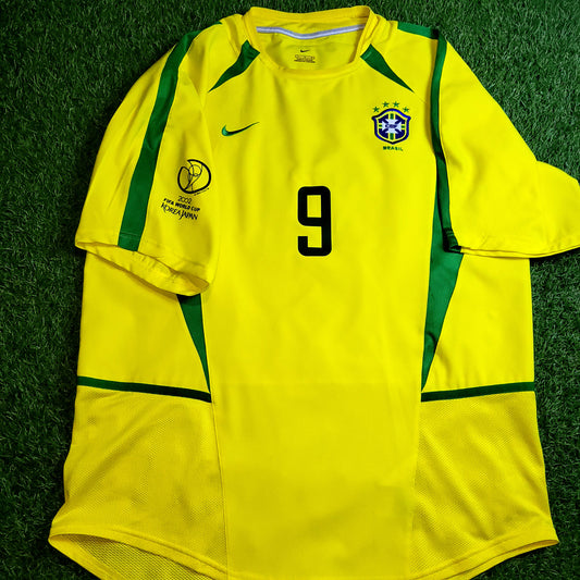 Ronaldo Brazil 2002 WORLD CUP Soccer Home Jersey Shirt L SKU# 182265