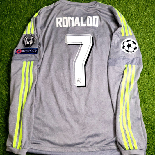 Cristiano Ronaldo Real Madrid 2015 2016 Away Long Sleeve Soccer Jersey Shirt L SKU# S12686