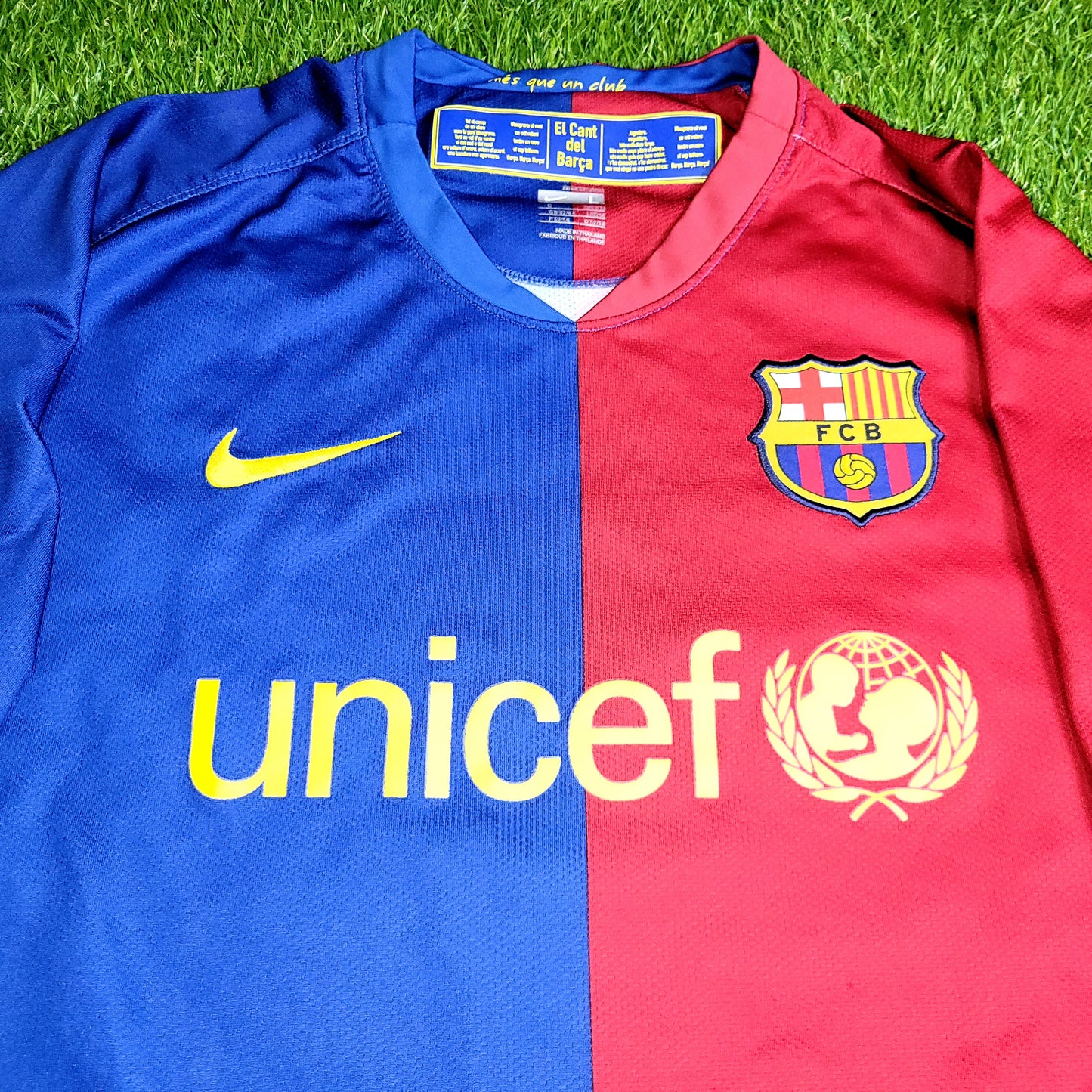 Messi Barcelona TREBLE SEASON 2008 2009 Home Soccer Jersey Shirt L SKU# 286784-655