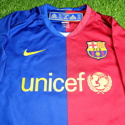 Messi Barcelona TREBLE SEASON 2008 2009 Home Soccer Jersey Shirt L SKU# 286784-655