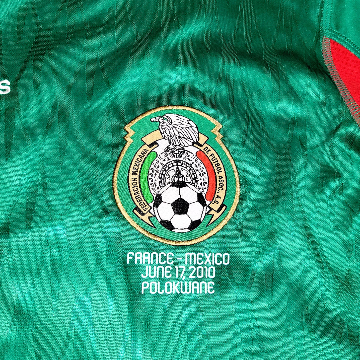 Blanco Mexico 2010 WORLD CUP Home Long Sleeve Soccer Jersey Shirt L SKU# P41409