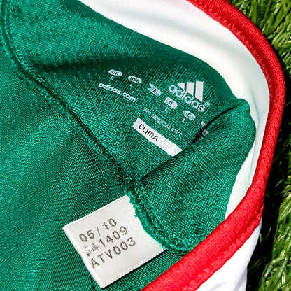 Blanco Mexico 2010 WORLD CUP Home Long Sleeve Soccer Jersey Shirt L SKU# P41409