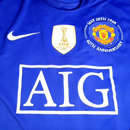 Cristiano Ronaldo Manchester United UEFA 2008 2009 Third Long Sleeve Soccer Jersey Shirt M SKU# 287616-403