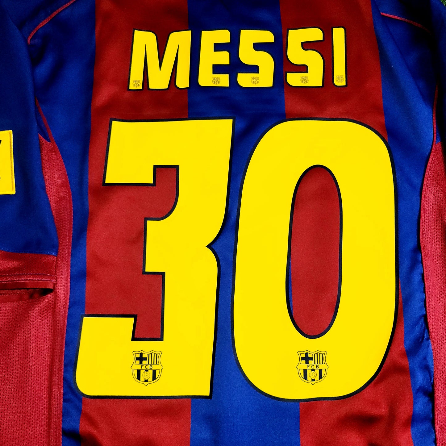 Messi Barcelona DEBUT SEASON 2004 2005 Home Soccer Jersey Shirt L SKU# 118861