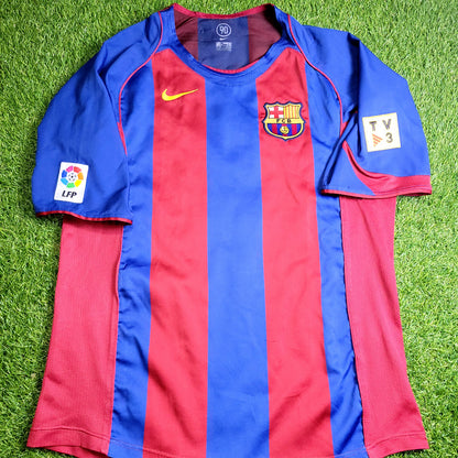 Messi Barcelona DEBUT SEASON 2004 2005 Home Soccer Jersey Shirt L SKU# 118861