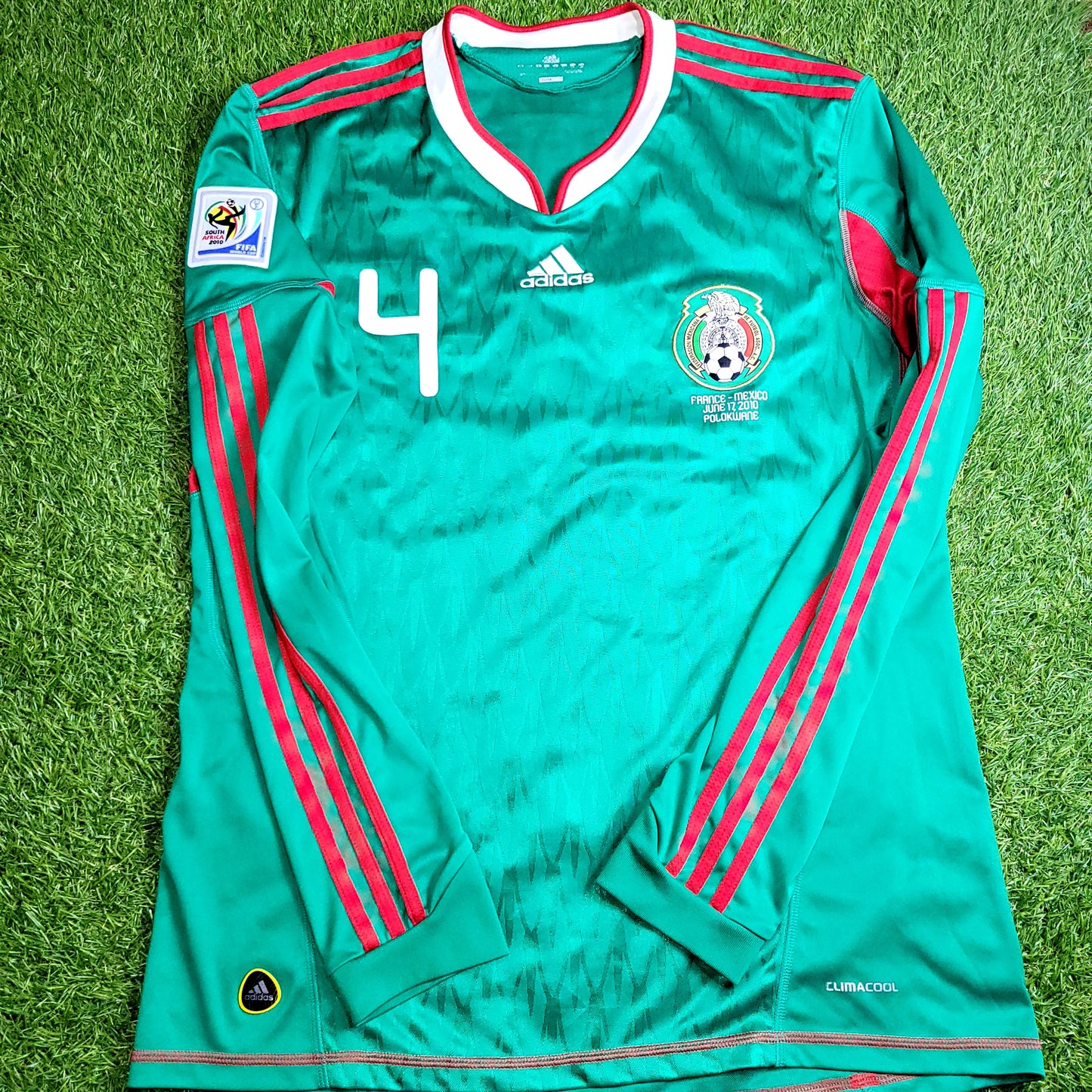 Marquez Mexico 2010 WORLD CUP Home Long Sleeve Soccer Jersey Shirt L SKU# P41409