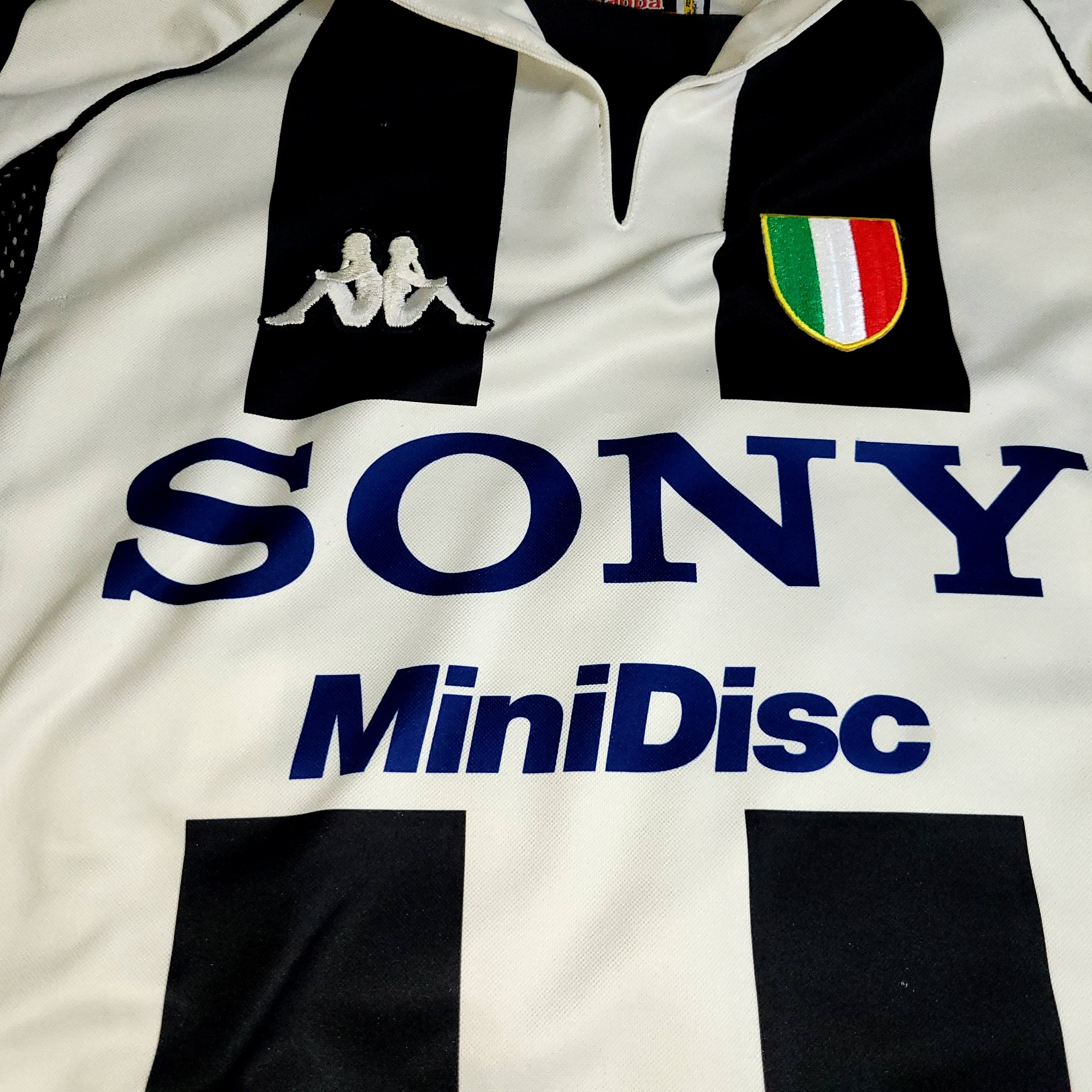 ウェア ZIDANE SONY JUVENTUS KAPPA XL Juventus Zidane #21 Kappa Jersey XL Sony MiniDisc 90s Retro