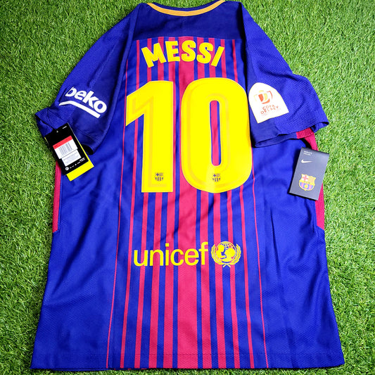 Messi Barcelona 2017 2018 Home PLAYER ISSUE COPA DEL REY FINAL Soccer Jersey Shirt BNWT L SKU# 847190-457