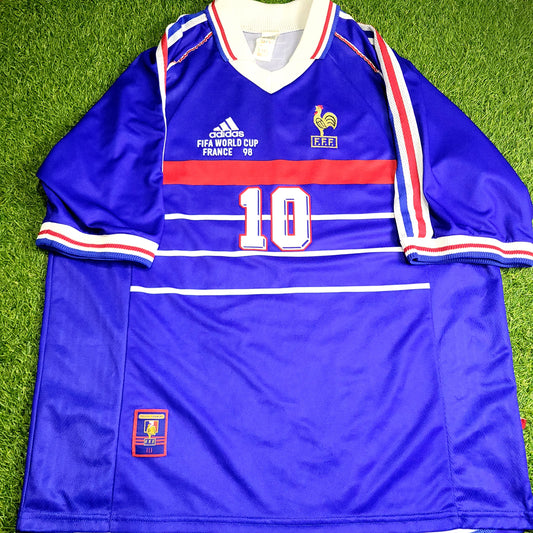 Zidane France 1998 WORLD CUP FINAL Home Soccer Jersey Shirt XL