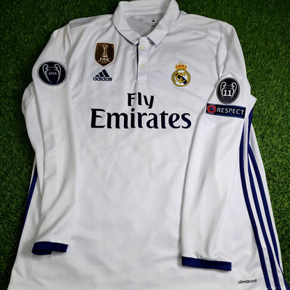 Cristiano Ronaldo Real Madrid 2016 2017 UEFA Home Long Sleeve Soccer Jersey Shirt XL SKU# AI5184