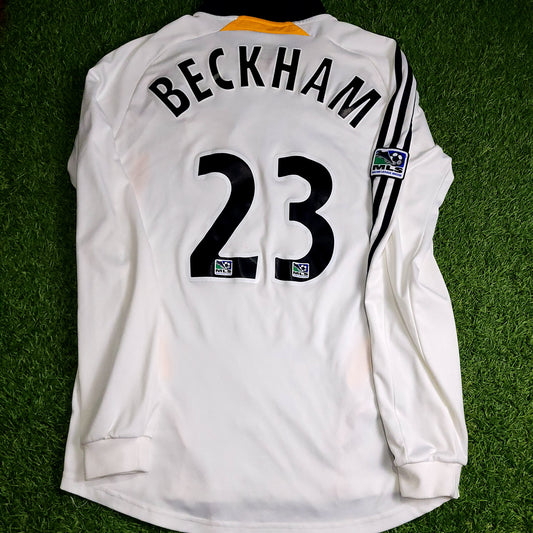 Beckham LA Galaxy DEBUT Player Issue Long Sleeve 2007 2008 Soccer Jersey Shirt M SKU# 222968