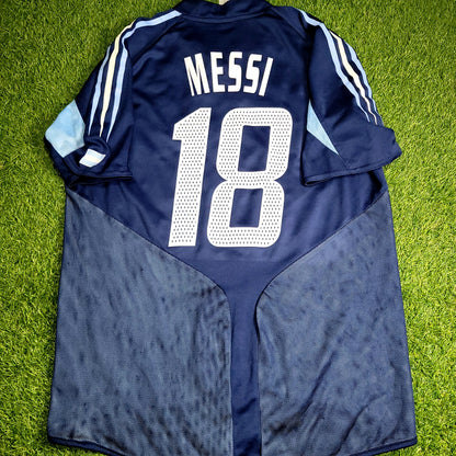 Messi Argentina 2004 2005 DEBUT Away Soccer Jersey Shirt M