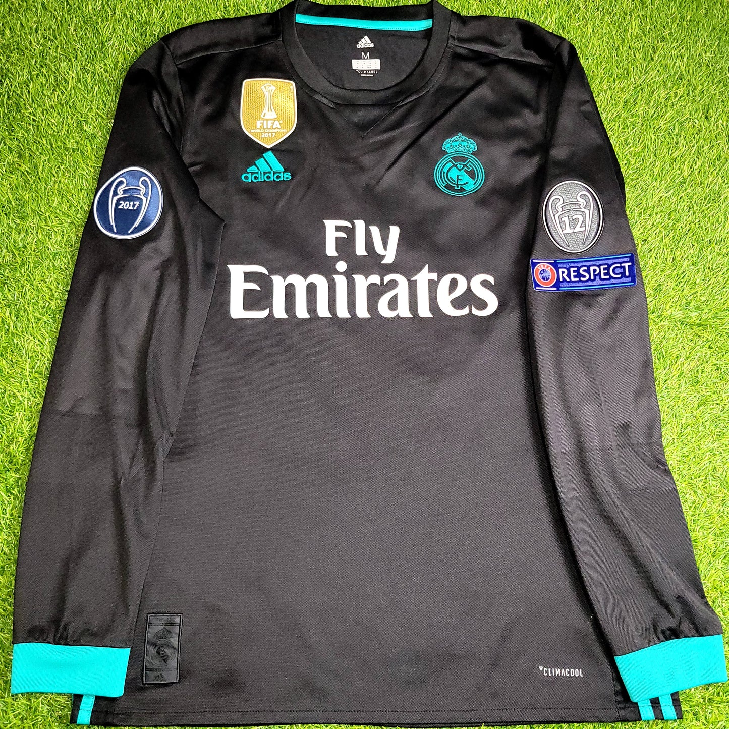 Cristiano Ronaldo Real Madrid 2017 2018 UEFA Long Sleeve Away Soccer Jersey Shirt M SKU# B31088