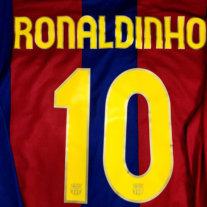Ronaldinho Barcelona Anniversary 2007 2008 Long Sleeve Soccer Jersey Shirt L SKU# 244793-655