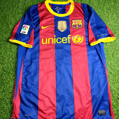 Messi Barcelona 2010 2011 Home Soccer Jersey Shirt L SKU# 382354-488