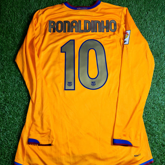 Ronaldinho Barcelona 2006 2007 Long Sleeve Away Soccer Jersey Shirt M SKU# 244795-818