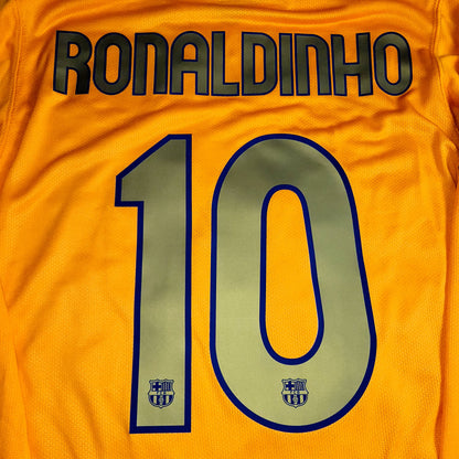 Ronaldinho Barcelona 2006 2007 Long Sleeve Away Soccer Jersey Shirt M SKU# 244795-818