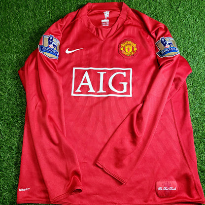Cristiano Ronaldo Manchester United 2007 2008 Home Long Sleeve Soccer Jersey Shirt L SKU# 237925-666