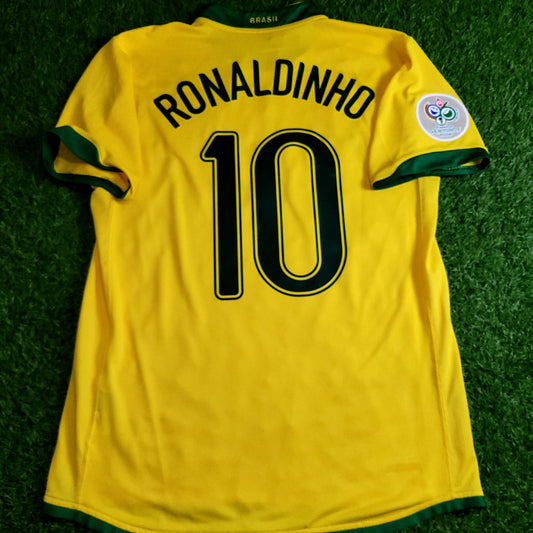 Ronaldinho Brazil 2006 World Cup Home Soccer Jersey Shirt M SKU# 103889