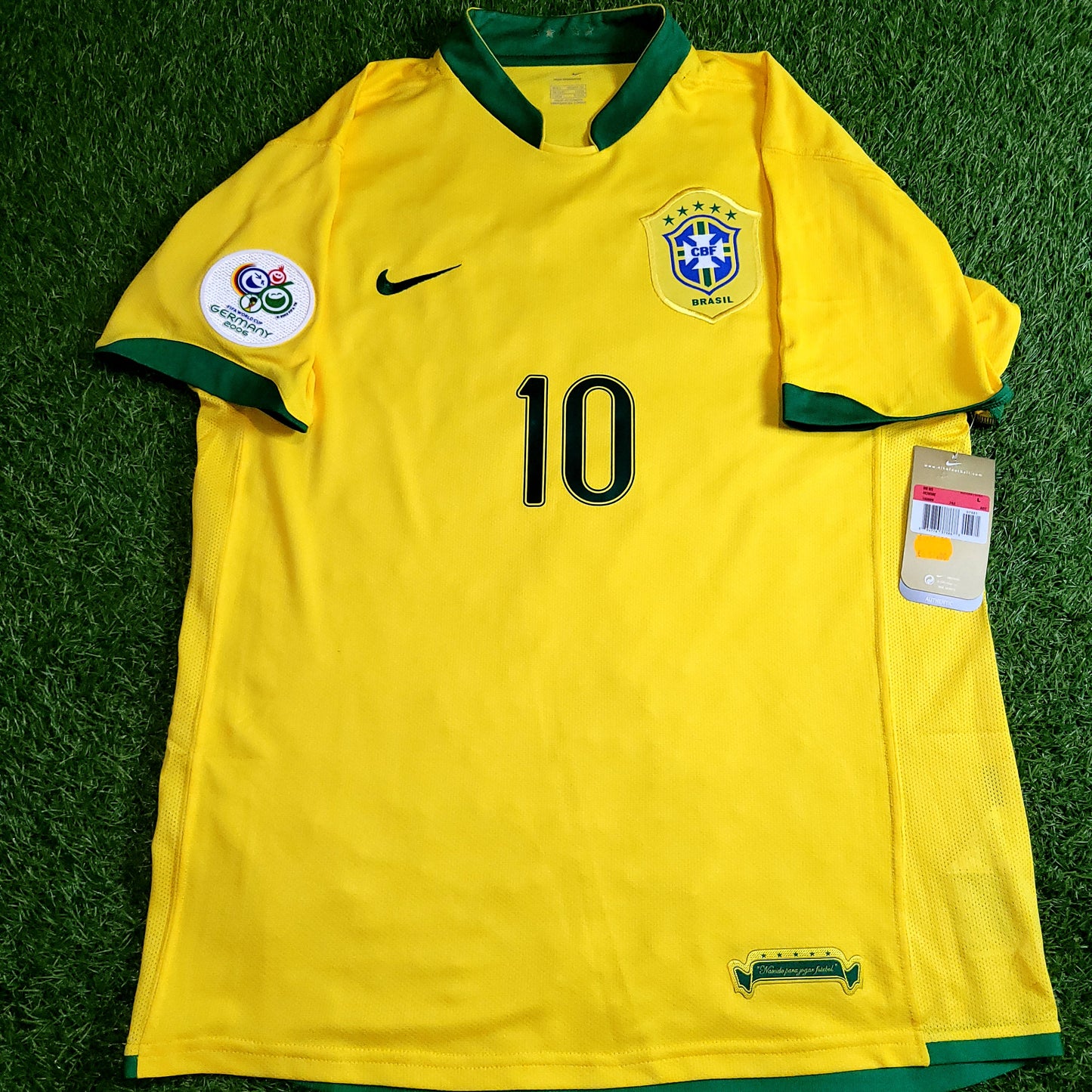 Ronaldinho Brazil 2006 World Cup Home Soccer Jersey Shirt BNWT L SKU# 103889