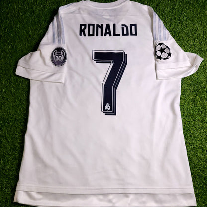 Cristiano Ronaldo Real Madrid 2015 2016 UEFA FINAL Home Soccer Jersey Shirt L SKU# S12614