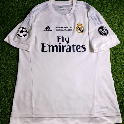 Cristiano Ronaldo Real Madrid 2015 2016 UEFA FINAL Home Soccer Jersey Shirt L SKU# S12614