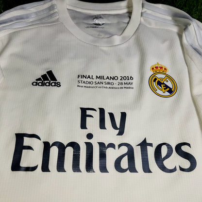 Cristiano Ronaldo Real Madrid 2015 2016 UEFA FINAL Home Soccer Jersey Shirt L SKU# S12614