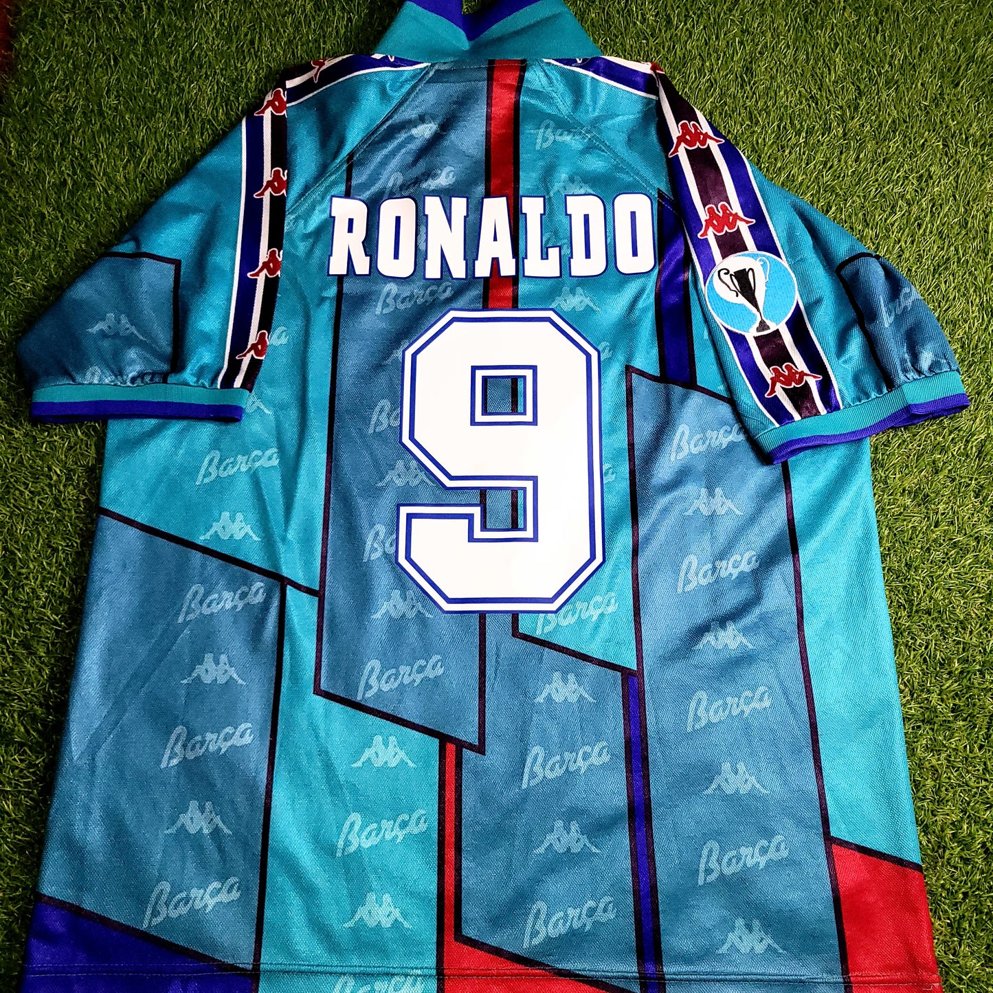 Ronaldo Kappa Barcelona UEFA CUP FINAL 1996 1997 Away Soccer Jersey Shirt XL