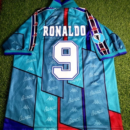 Ronaldo Kappa Barcelona UEFA CUP FINAL 1996 1997 Away Soccer Jersey Shirt XL