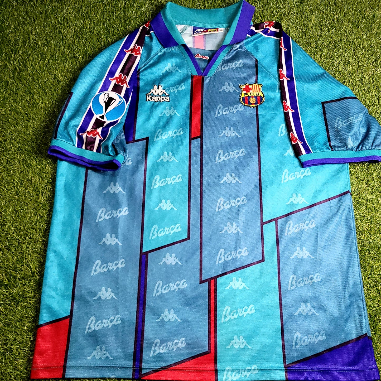 Ronaldo Kappa Barcelona UEFA CUP FINAL 1996 1997 Away Soccer Jersey Shirt XL