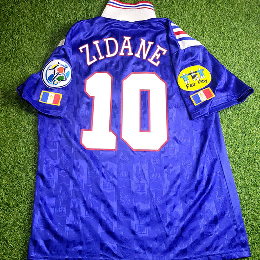 Zidane France Adidas 1996 EURO CUP Soccer Jersey Shirt L