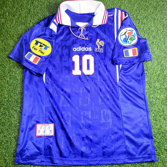 Zidane France Adidas 1996 EURO CUP Soccer Jersey Shirt L