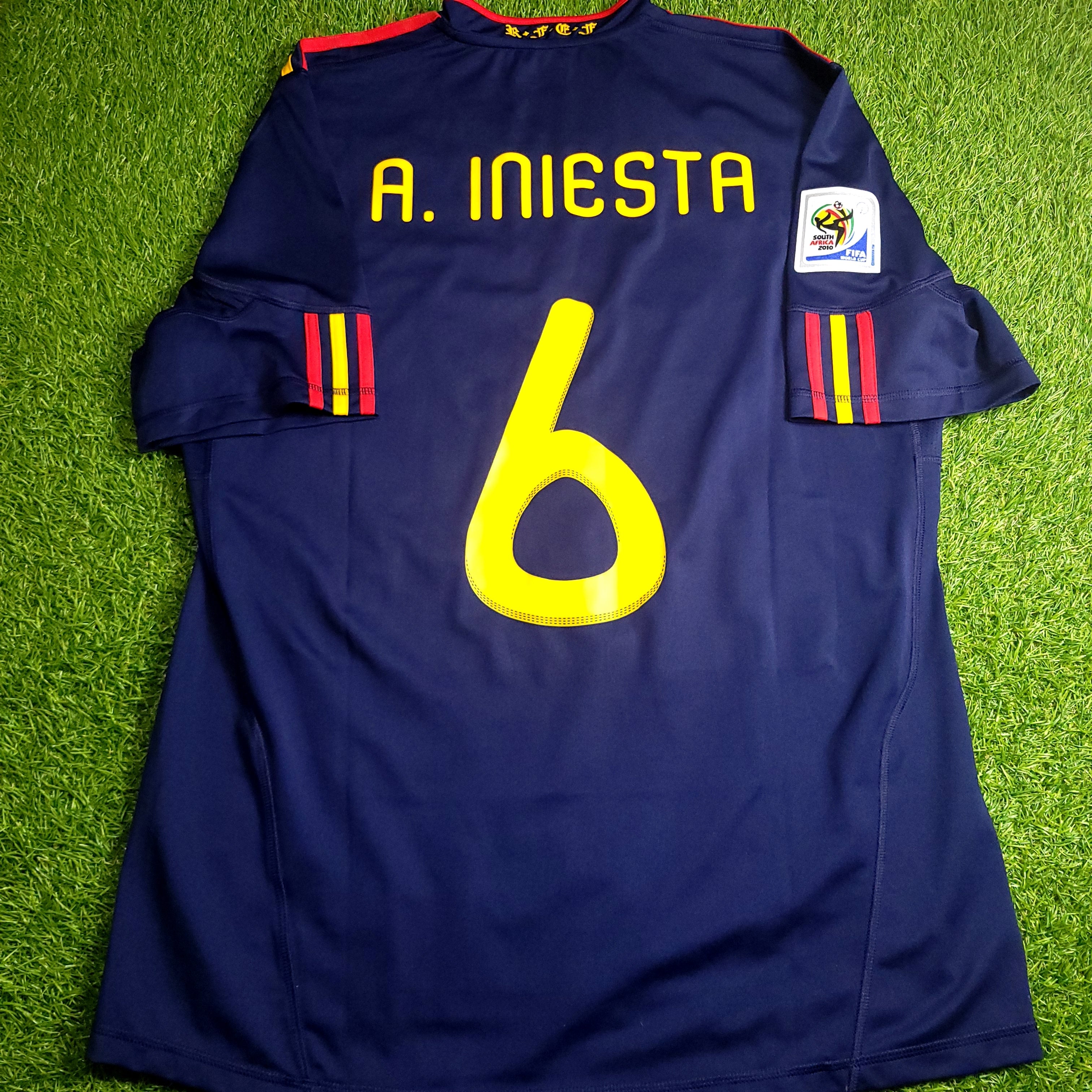 Iniesta Spain 2010 WORLD CUP FINAL Soccer Away Jersey L SKU