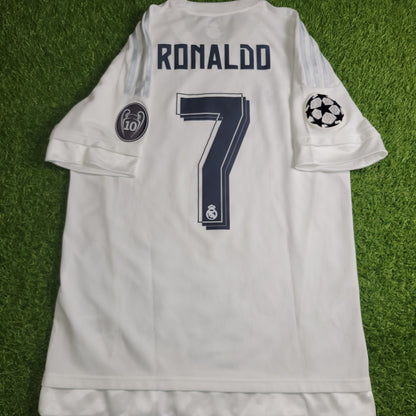 Cristiano Ronaldo Real Madrid 2015 2016 UEFA FINAL Home Soccer Jersey Shirt M SKU# S12614